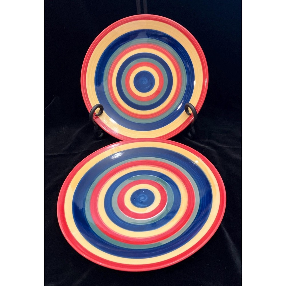 Set of Two Swirl by Tabletops Collection Salad Plates Hand Painted 8.5" (2)